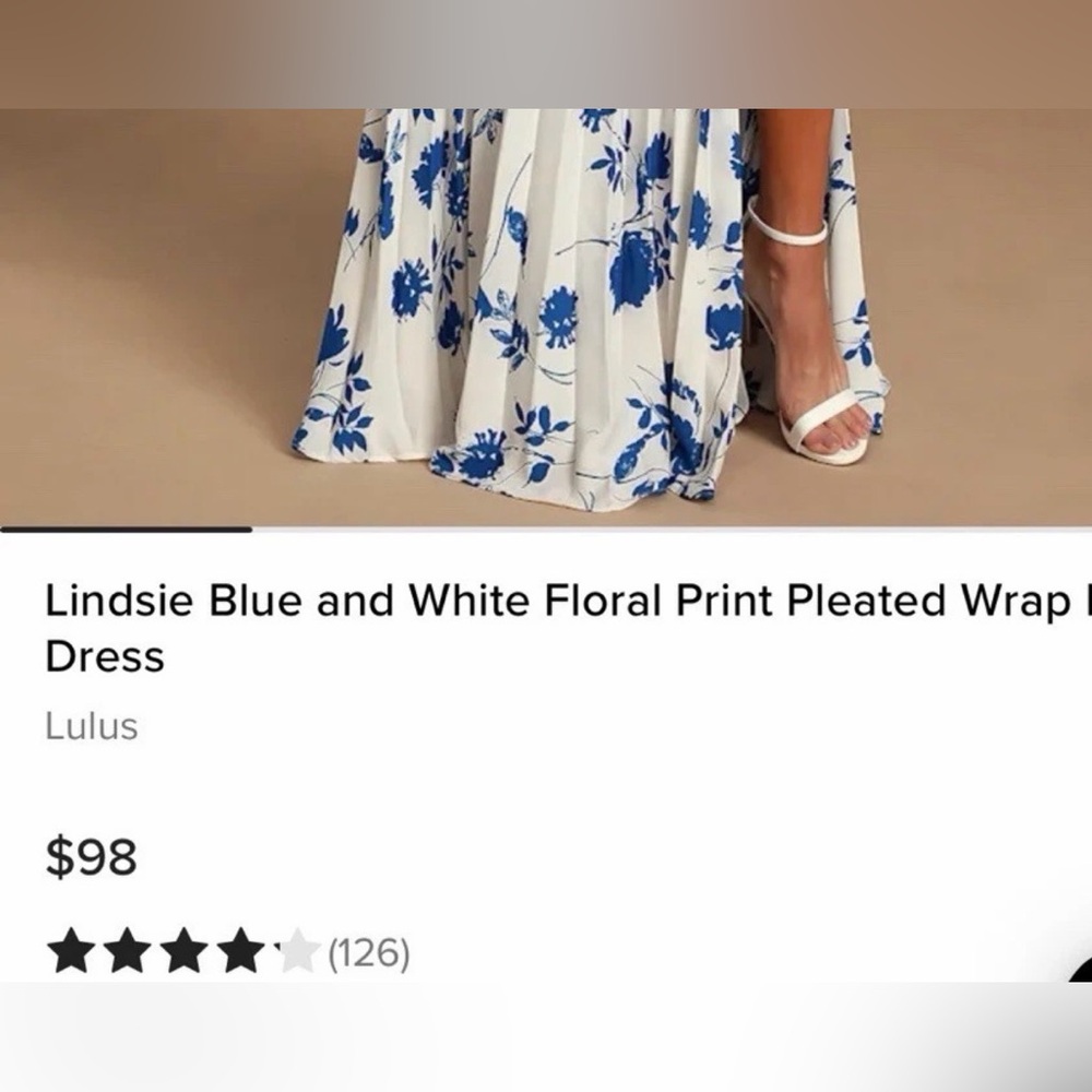 Lulu's White and Blue Floral Maxi Dress XL NWT - Picture 6 of 7